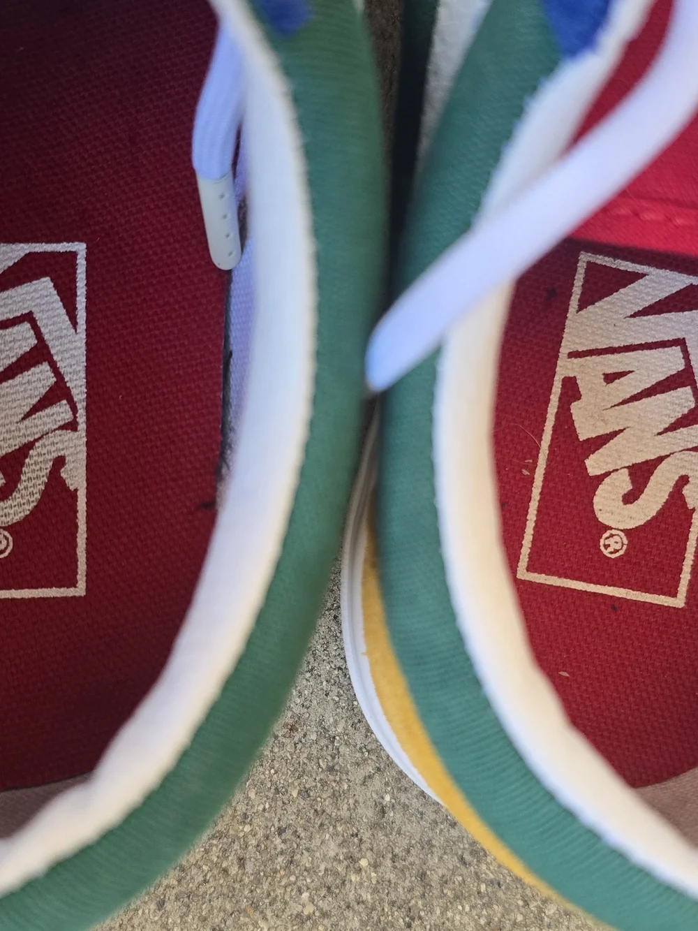Vans Low-Top Sneakers in Blue, Green, White & Red